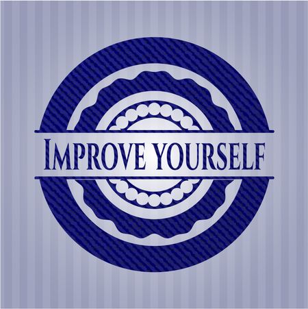 Improve yourself jean or denim emblem or badge background