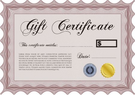 Formal Gift Certificate. Border, frame. With quality background. Superior design. 