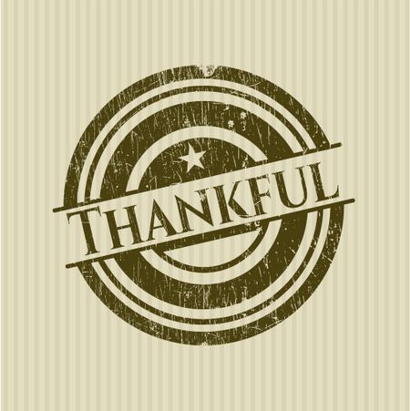 Thankful rubber stamp with grunge texture
