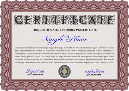 Red Certificate. Printer friendly. Complex design. Detailed. 