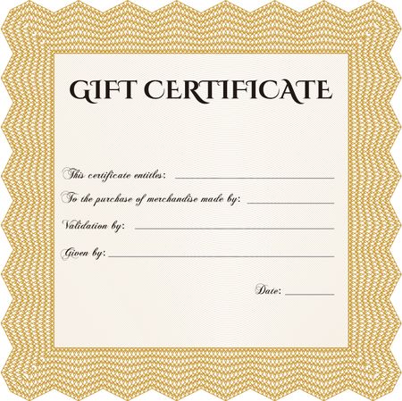 Modern gift certificate. Retro design. With guilloche pattern. 