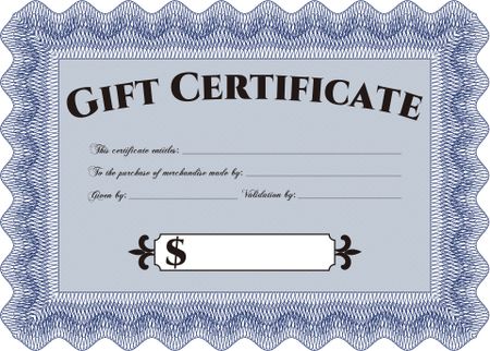 Modern gift certificate. Retro design. With guilloche pattern. 