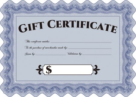 Modern gift certificate. Retro design. With guilloche pattern.