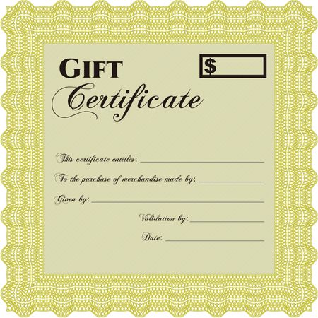 Gift certificate template. Printer friendly. Complex design. Detailed.