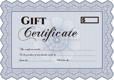 Gift certificate. Detailed. Nice design. Easy to print. 