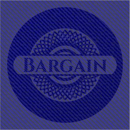 Bargain emblem with denim high quality background