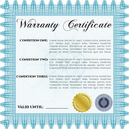 Sample Warranty template. Sophisticated design. With great quality guilloche pattern. 