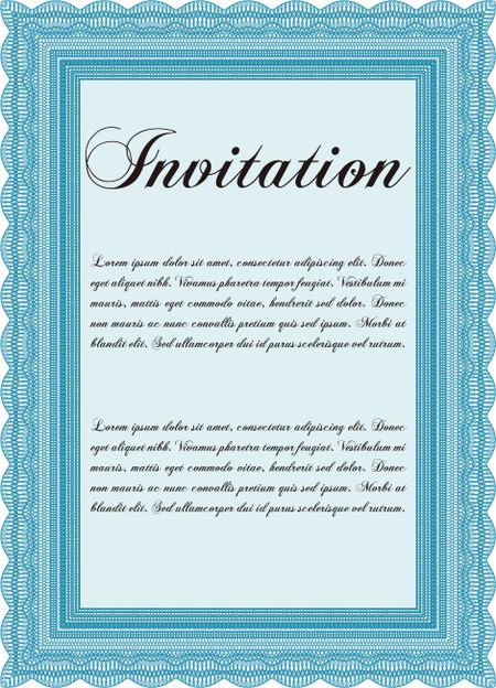 Retro vintage invitation. Sophisticated design. With great quality guilloche pattern.