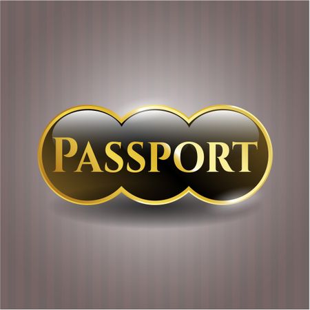 Passport golden emblem or badge