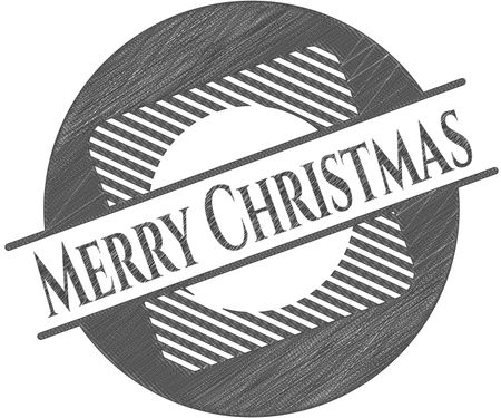 Merry Christmas pencil strokes emblem