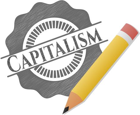 Capitalism pencil strokes emblem