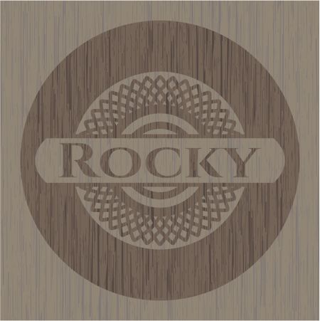 Rocky retro style wooden emblem