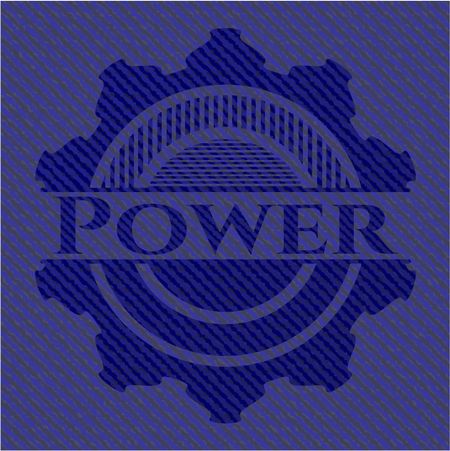 Power badge with denim background