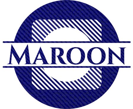 Maroon badge with denim texture