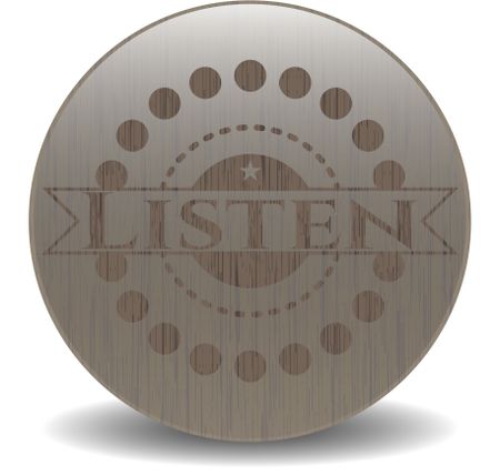 Listen vintage wooden emblem