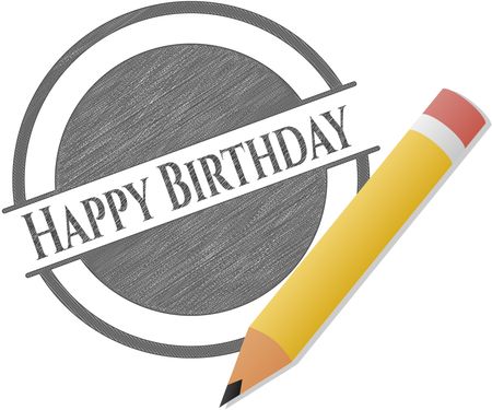 Happy Birthday pencil emblem