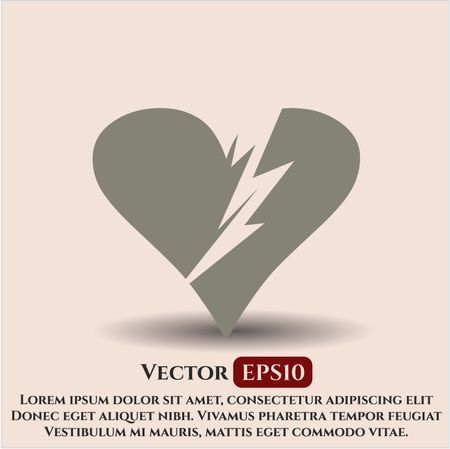 broken heart icon vector symbol flat eps jpg app web