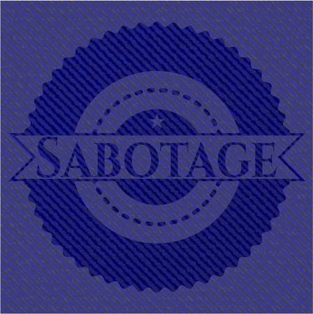 Sabotage jean or denim emblem or badge background