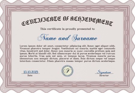 Red Sample Certificate. Artistry design. With quality background. Vector pattern that is used in money and certificate. 