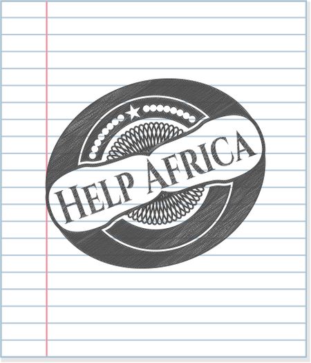 Help Africa drawn with pencil strokes