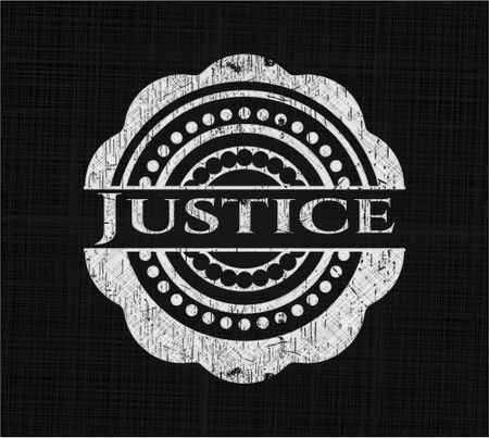 Justice chalkboard emblem on black board
