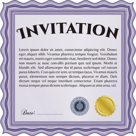 Invitation. Detailed. Easy to print. Nice design.