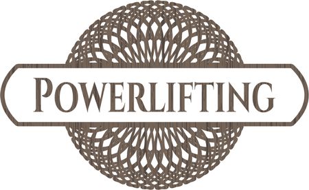 Powerlifting retro wooden emblem
