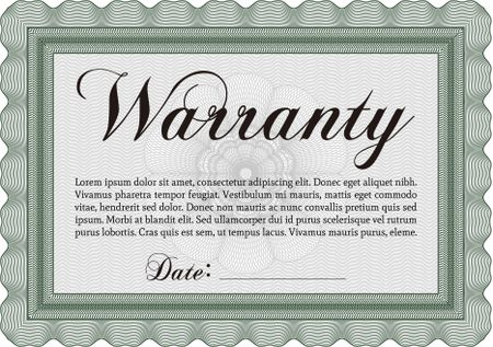 Warranty template or warranty certificate.