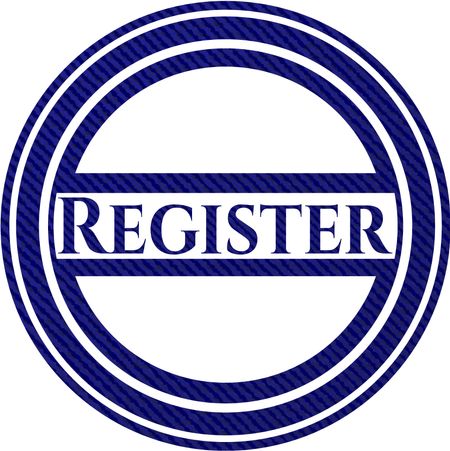 Register jean or denim emblem or badge background