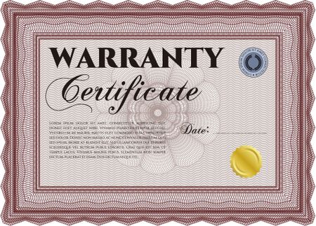 Warranty template or warranty certificate. With great quality guilloche pattern. Sophisticated design. 