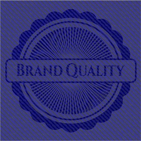 Brand Quality emblem with denim high quality background