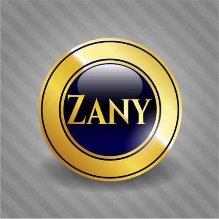 Zany golden emblem or badge