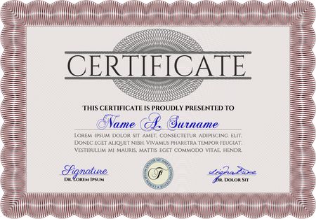 Red Diploma. Good design. With background. Border, frame. 