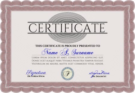 Red Diploma. Good design. With background. Border, frame.