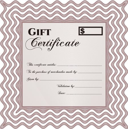 Gift certificate. Cordial design. With background. Detailed. 