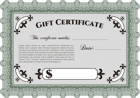Gift certificate. Detailed. Easy to print. Nice design. 