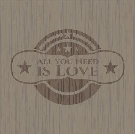 All you Need is Love vintage wooden emblem
