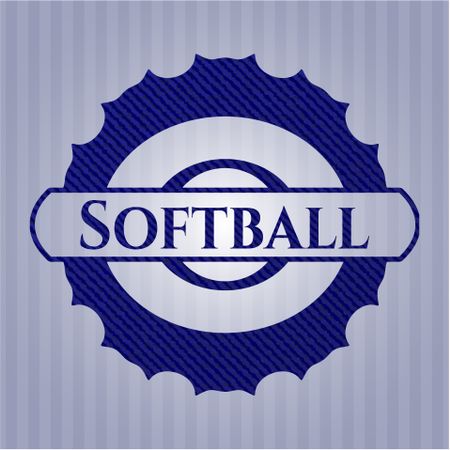 Softball badge with denim texture