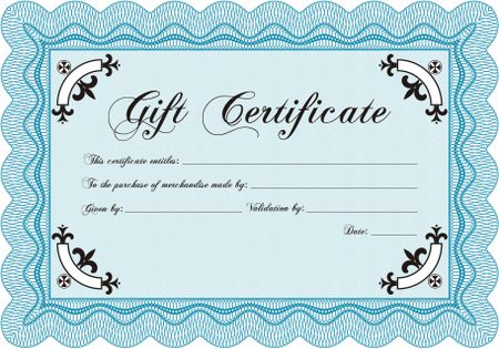 Vector Gift Certificate template. With guilloche pattern and background. Vector illustration. Elegant design. 