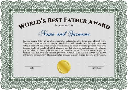 Best Father Award. With linear background. Beauty design. Border, frame. 