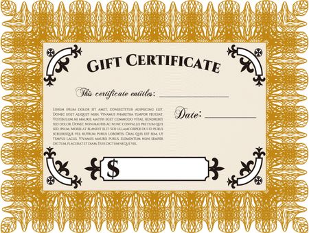 Gift certificate. Cordial design. Easy to print. Detailed.