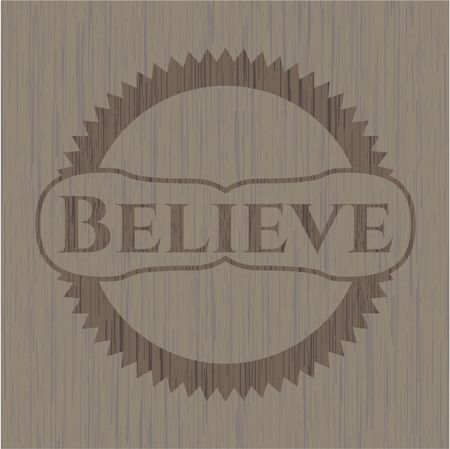 Believe wood emblem. Retro