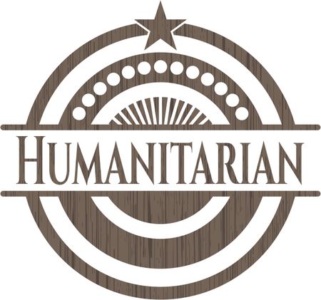 Humanitarian vintage wood emblem