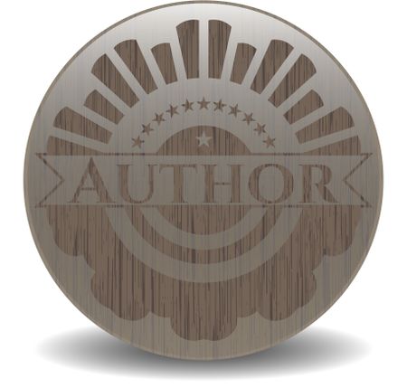 Author realistic wooden emblem