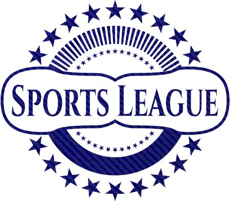 Sports League badge with denim background