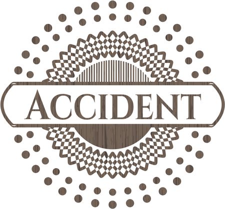 Accident retro style wooden emblem