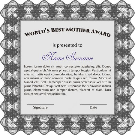 Best Mother Award. With linear background. Beauty design. Border, frame. 