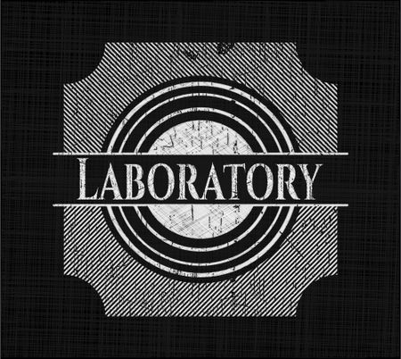 Laboratory chalkboard emblem on black board