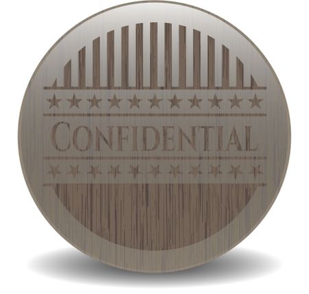 Confidential wood icon or emblem