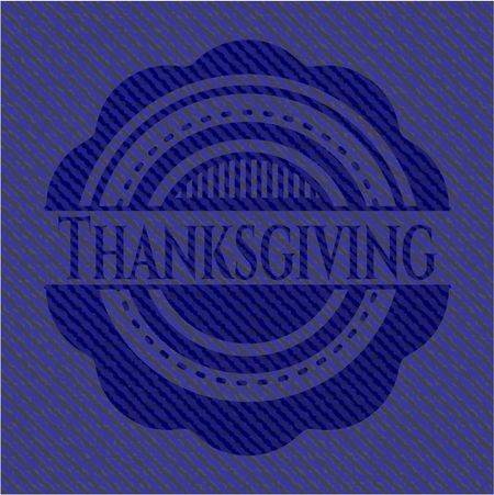 Thanksgiving jean or denim emblem or badge background